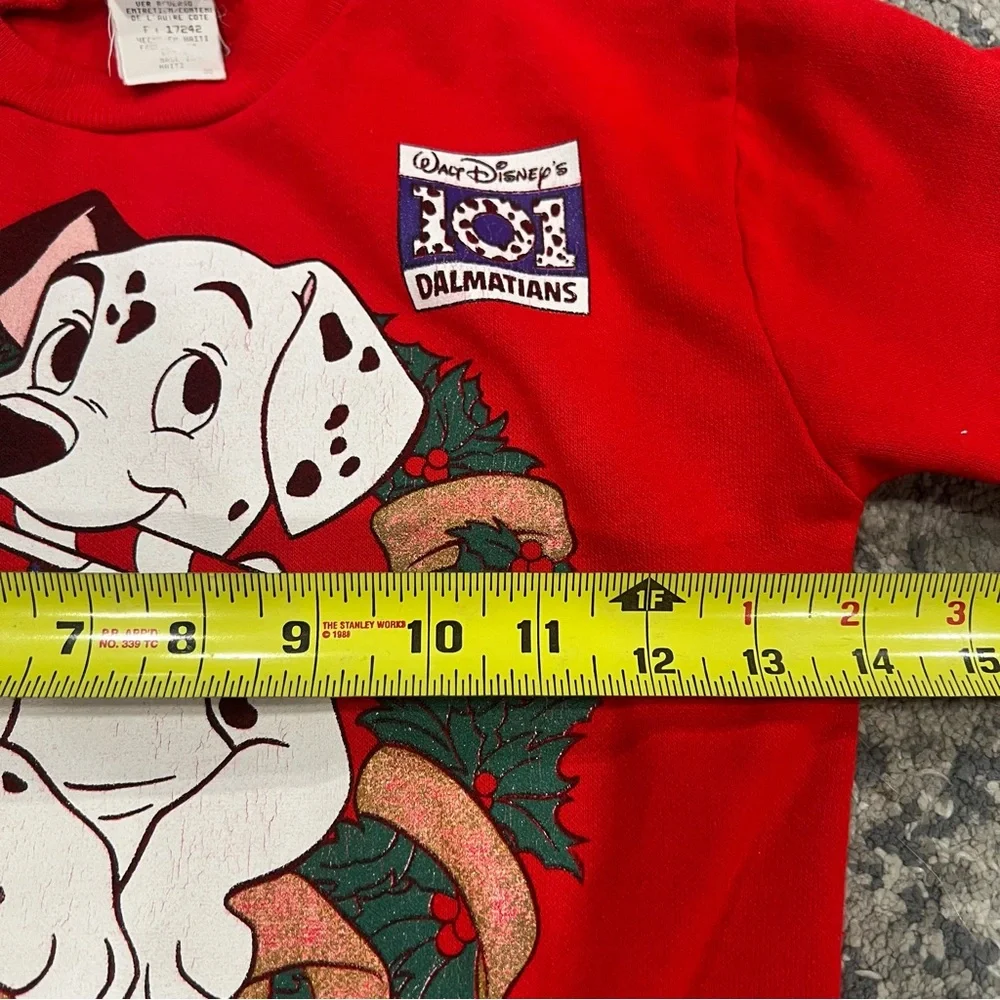 Vtg Disney 101 Dalmatians Crewneck Pullover Sweatshirt Holiday Youth Size Large - Picture 9 of 10